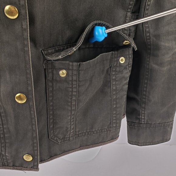 J Crew XS Army Olive Green Boyfriend Field Jacket Adjustable Womens Zipper Coat - Picture 13 of 16